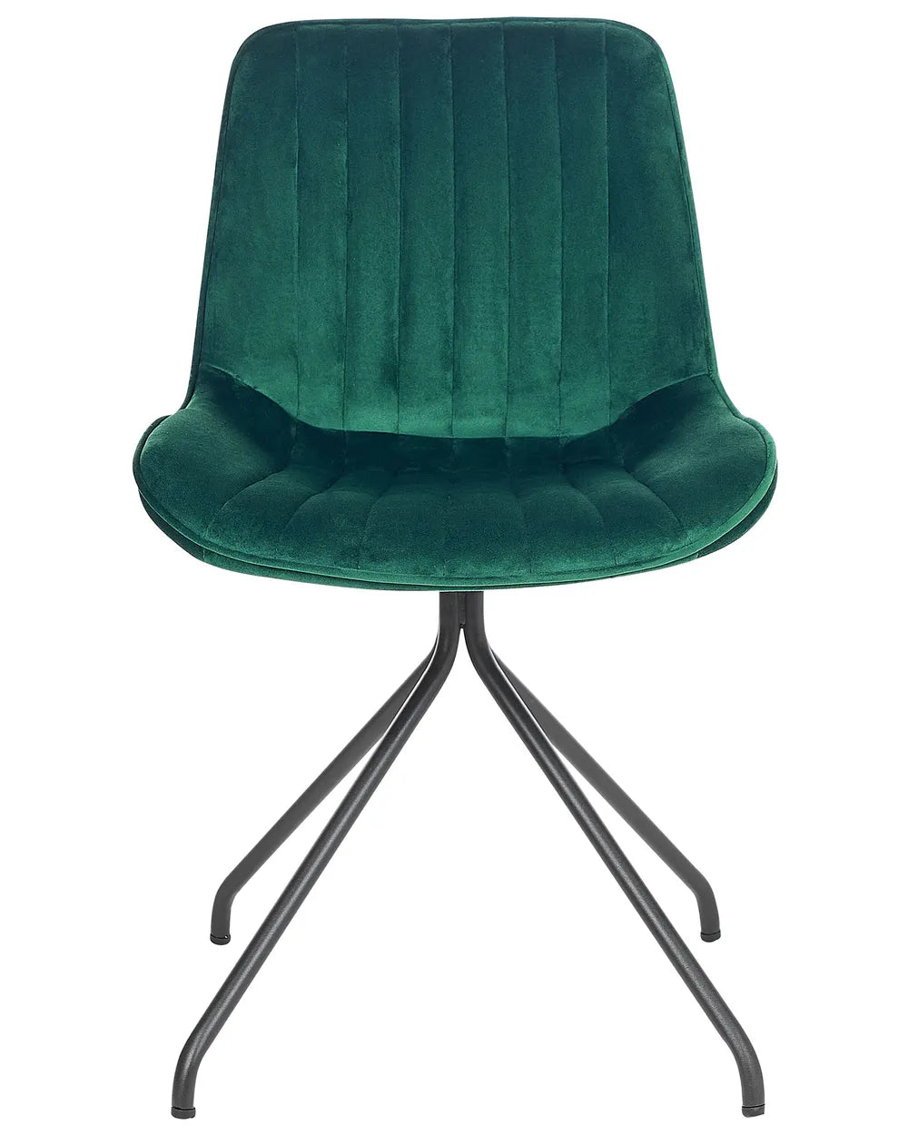 Set of 2 Dining Chairs NAVASOTA – Velvet Upholstered, Emerald Green, Steel Legs