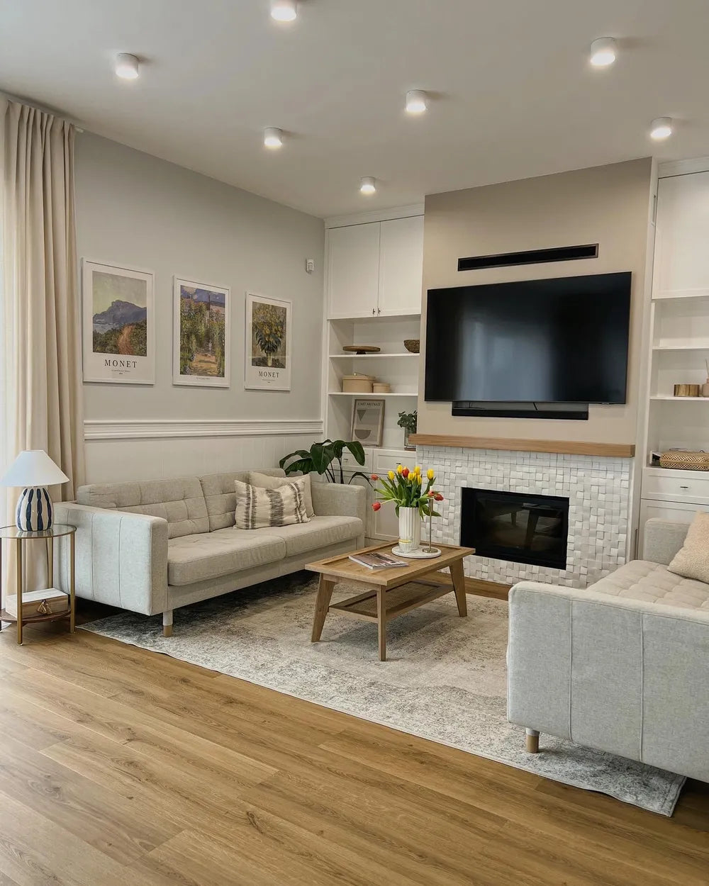 SIMLA Brown Coffee Table with Shelf – Rectangular Living Room Table