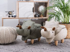 Storage Animal Stool TRICERATOPS Fabric Light Grey – Kids Pouffe with Hidden Storage
