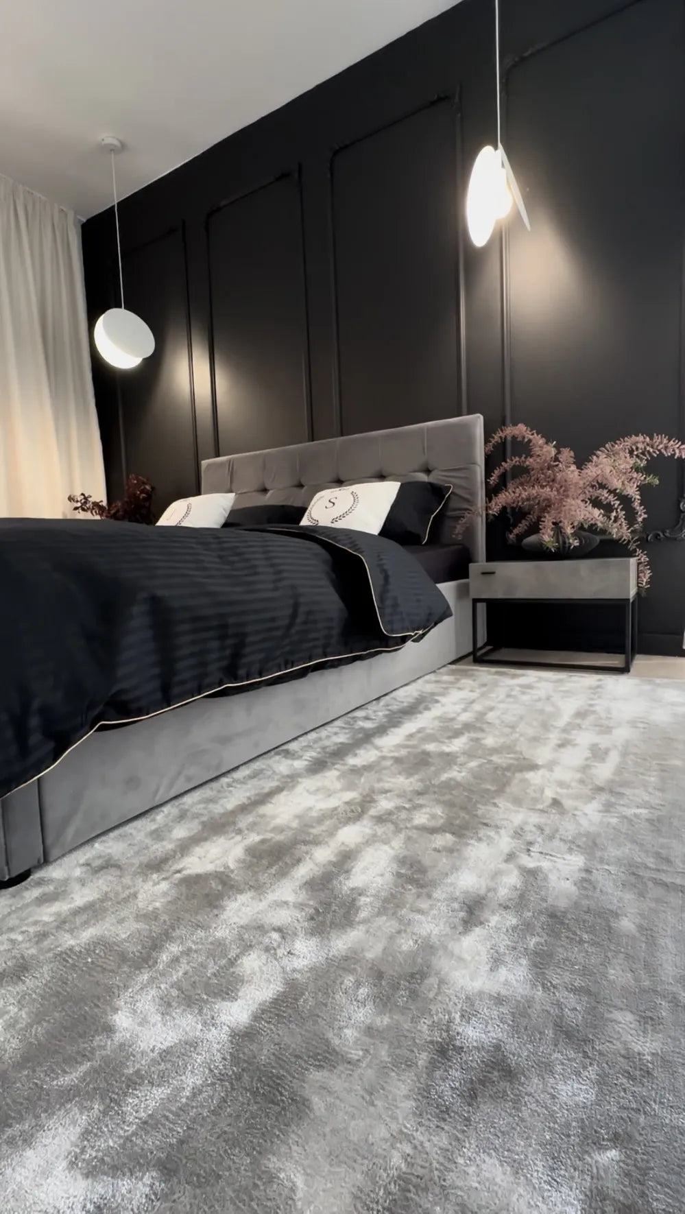 1 Drawer Industrial Bedside Table CAIRO – Light Grey, Concrete Effect, Metal Frame