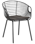 Set of 2 Dining Chairs HOBACK Metal Black with Black Faux Leather Seat