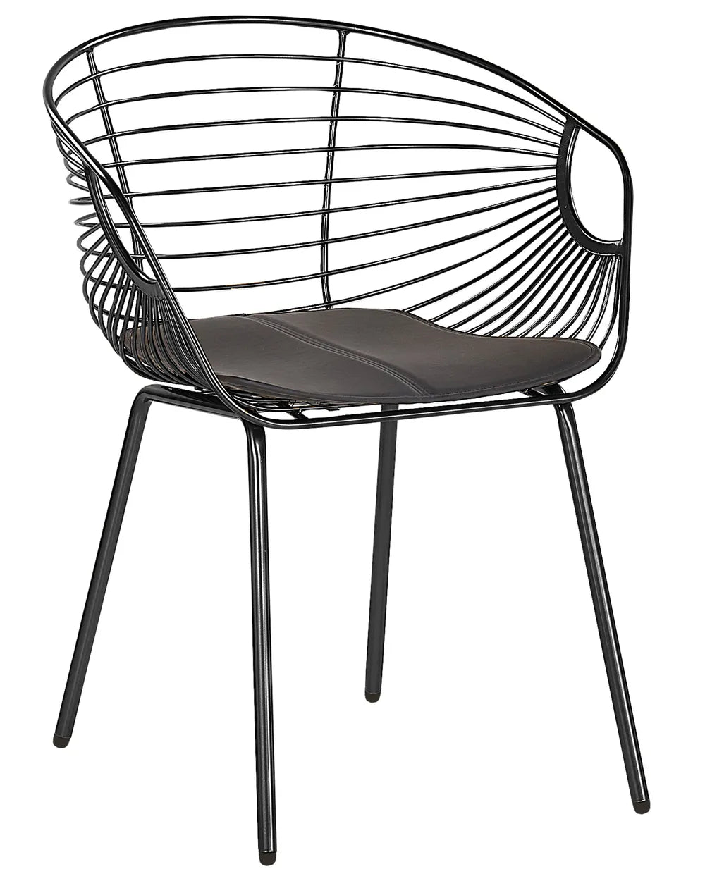 Set of 2 Dining Chairs HOBACK Metal Black with Black Faux Leather Seat