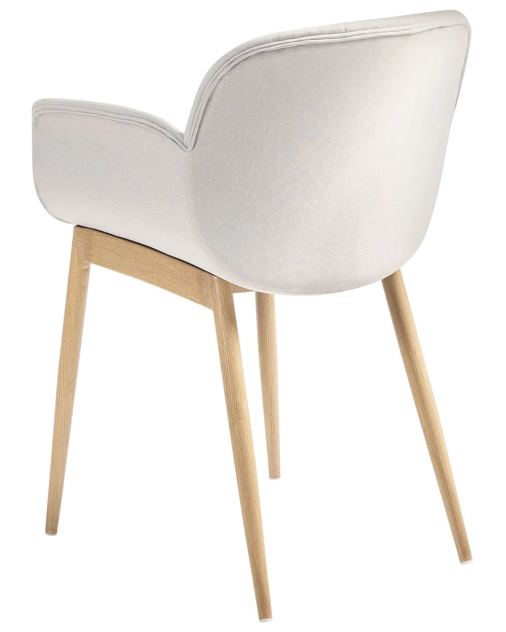 ALICE Set of 2 Upholstered Dining Chairs with Armrests, Light Grey Fabric, Wooden-Look Legs