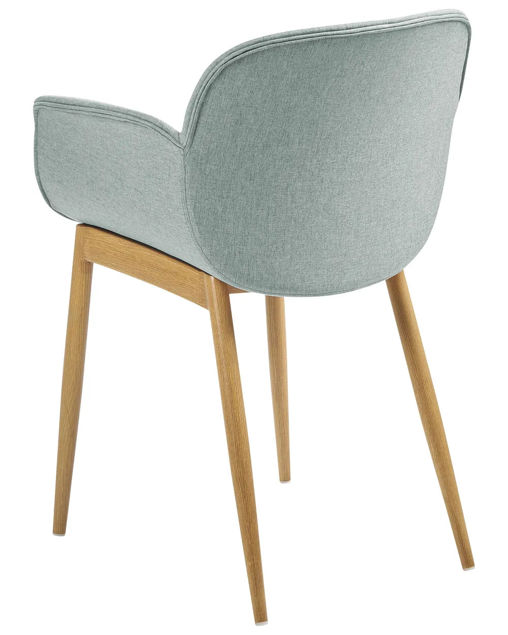 ALICE Set of 2 Upholstered Dining Chairs with Armrests, Mint Green Fabric, Wooden-Look Legs