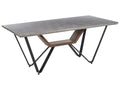 BANDURA Industrial Dining Table 180x90 cm – Grey Concrete Effect MDF Top, Black Metal Legs
