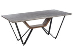 BANDURA Industrial Dining Table 180x90 cm – Grey Concrete Effect MDF Top, Black Metal Legs