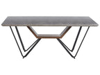 BANDURA Industrial Dining Table 180x90 cm – Grey Concrete Effect MDF Top, Black Metal Legs