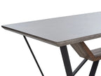 BANDURA Industrial Dining Table 180x90 cm – Grey Concrete Effect MDF Top, Black Metal Legs