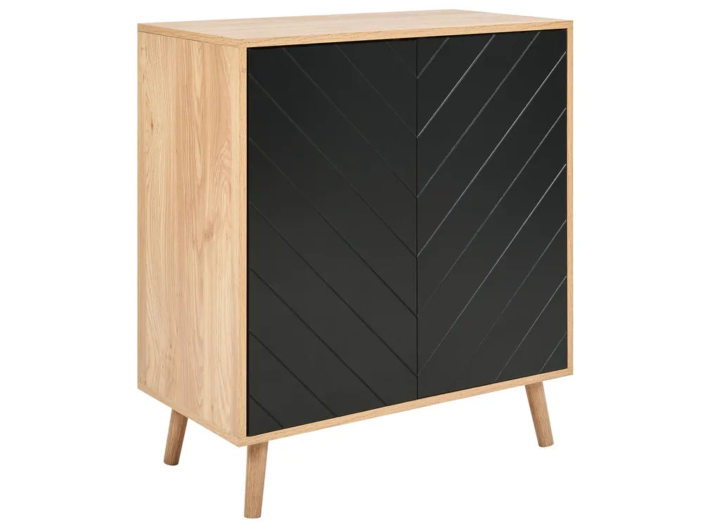 Scandinavian Cabinet BRISTOW Black with Shelves, MDF & Particle Board, 76×40×84 cm