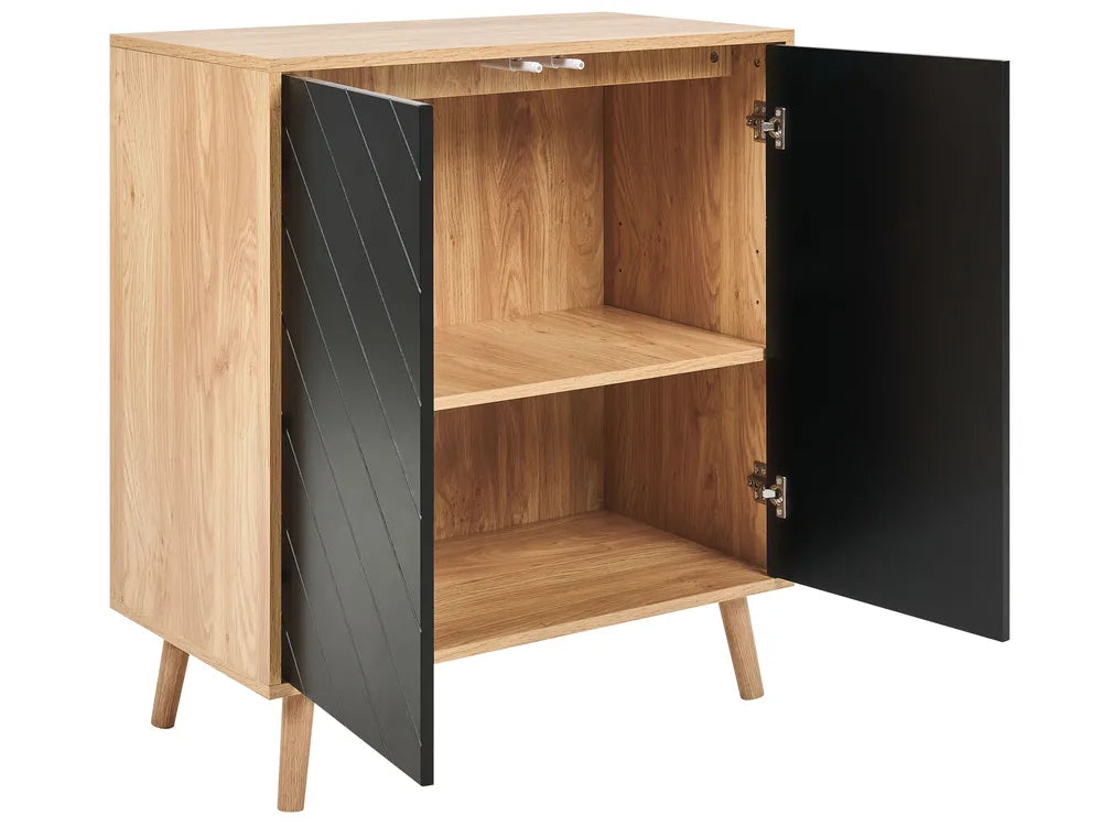 Scandinavian Cabinet BRISTOW Black with Shelves, MDF & Particle Board, 76×40×84 cm