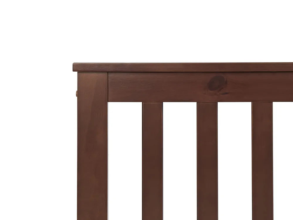 Bed Pine Wood MAYENNE Dark Brown with Slatted Headboard – Solid Wood Bed Frame – Available in 140x200 / 160x200 / 180x200 cm