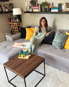 Industrial Coffee Table with Metal Frame – Dark Brown