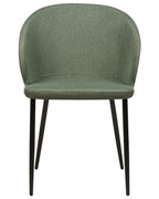 MASON Set of 2 Dining Chairs, Dark Green, Upholstered Fabric, Black Metal Legs
