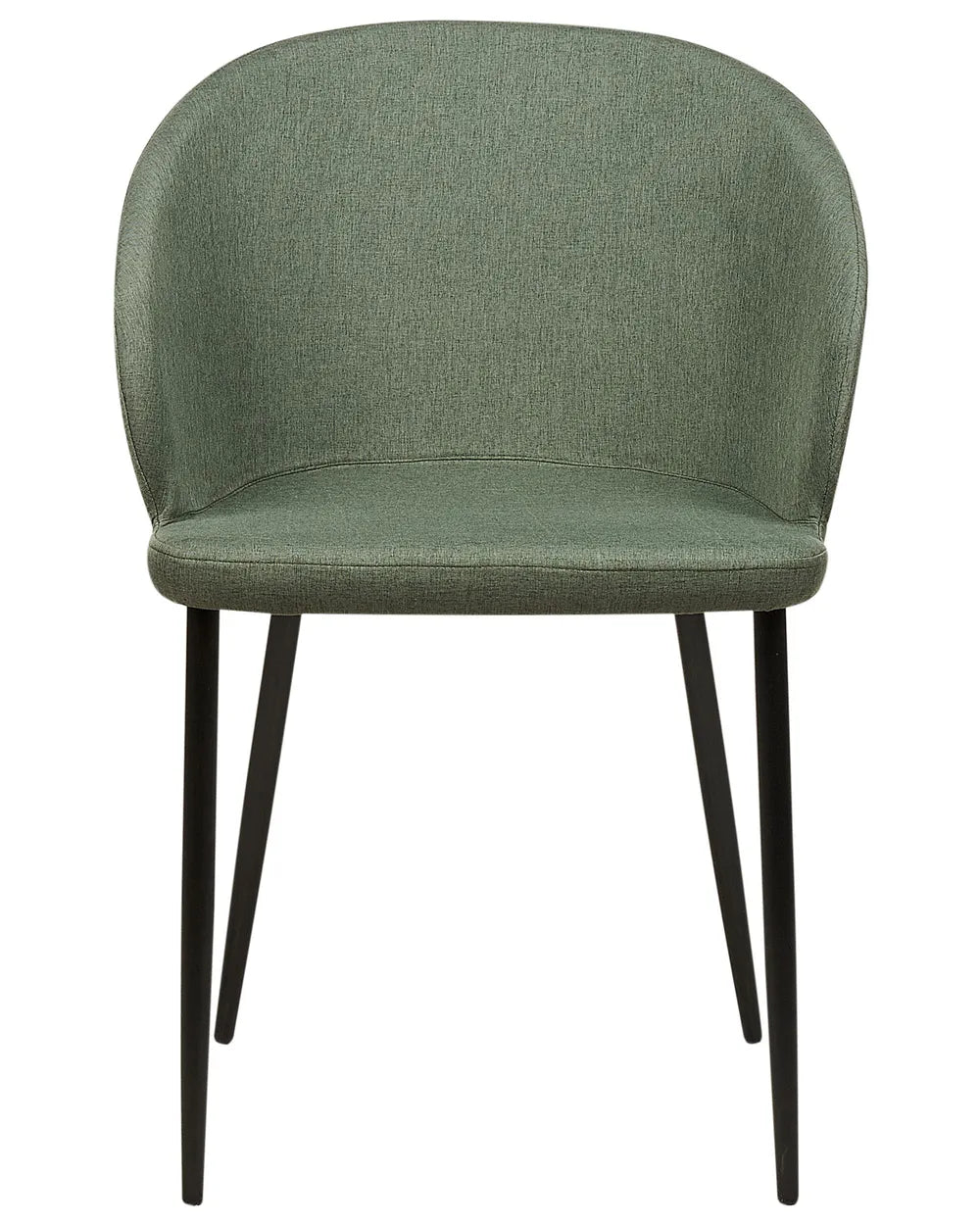 MASON Set of 2 Dining Chairs, Dark Green, Upholstered Fabric, Black Metal Legs