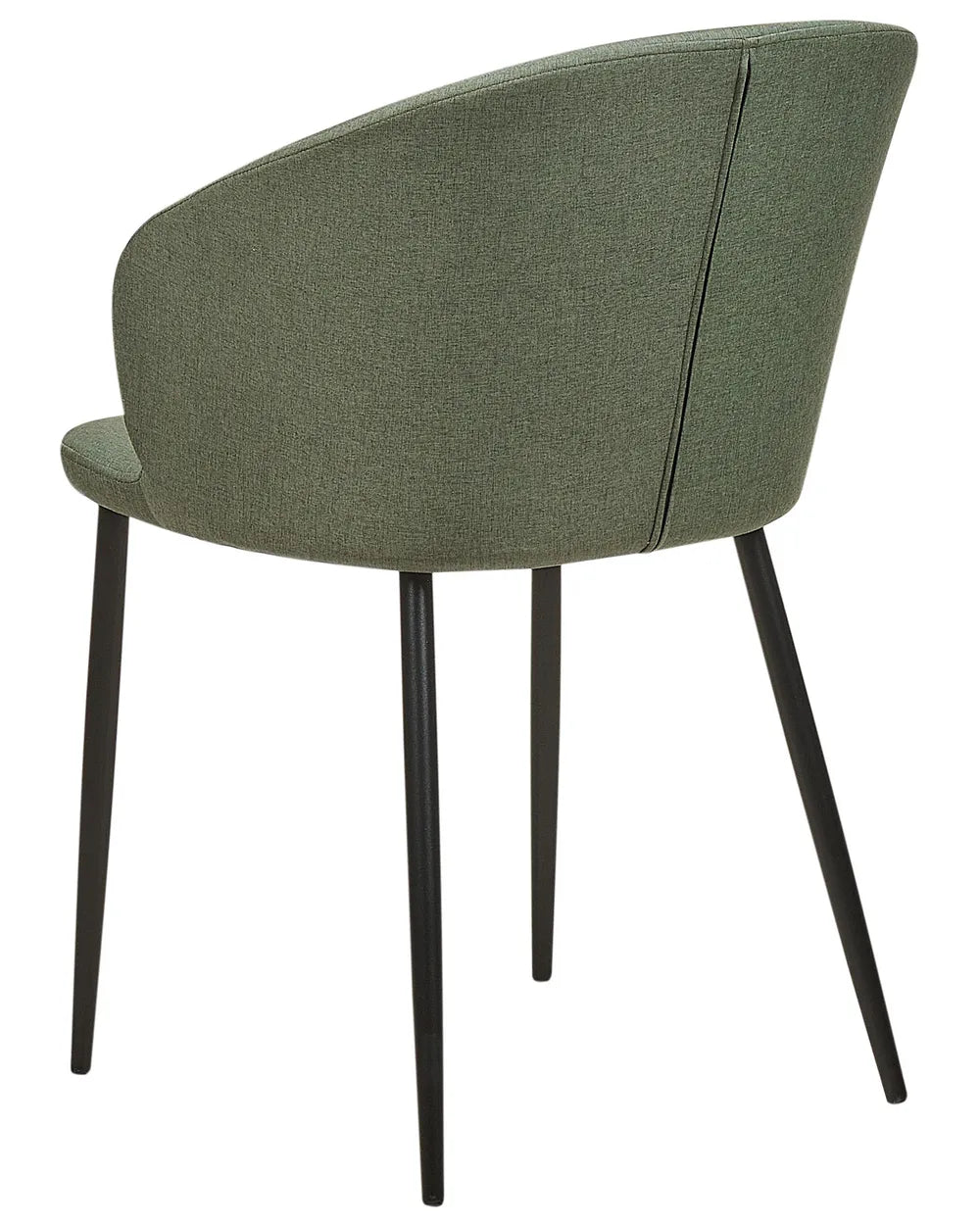 MASON Set of 2 Dining Chairs, Dark Green, Upholstered Fabric, Black Metal Legs