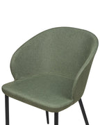 MASON Set of 2 Dining Chairs, Dark Green, Upholstered Fabric, Black Metal Legs