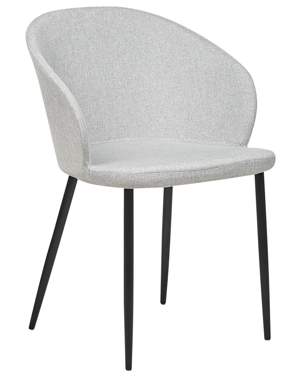 Set of 2 Upholstered Dining Chairs MASON – Light Grey Fabric, Black Metal Legs