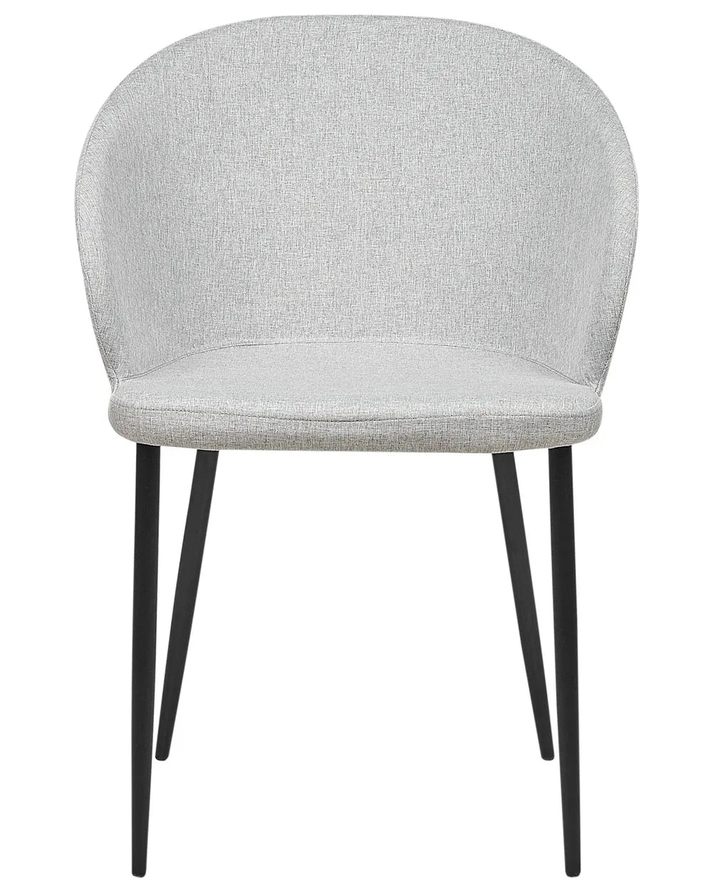 Set of 2 Upholstered Dining Chairs MASON – Light Grey Fabric, Black Metal Legs