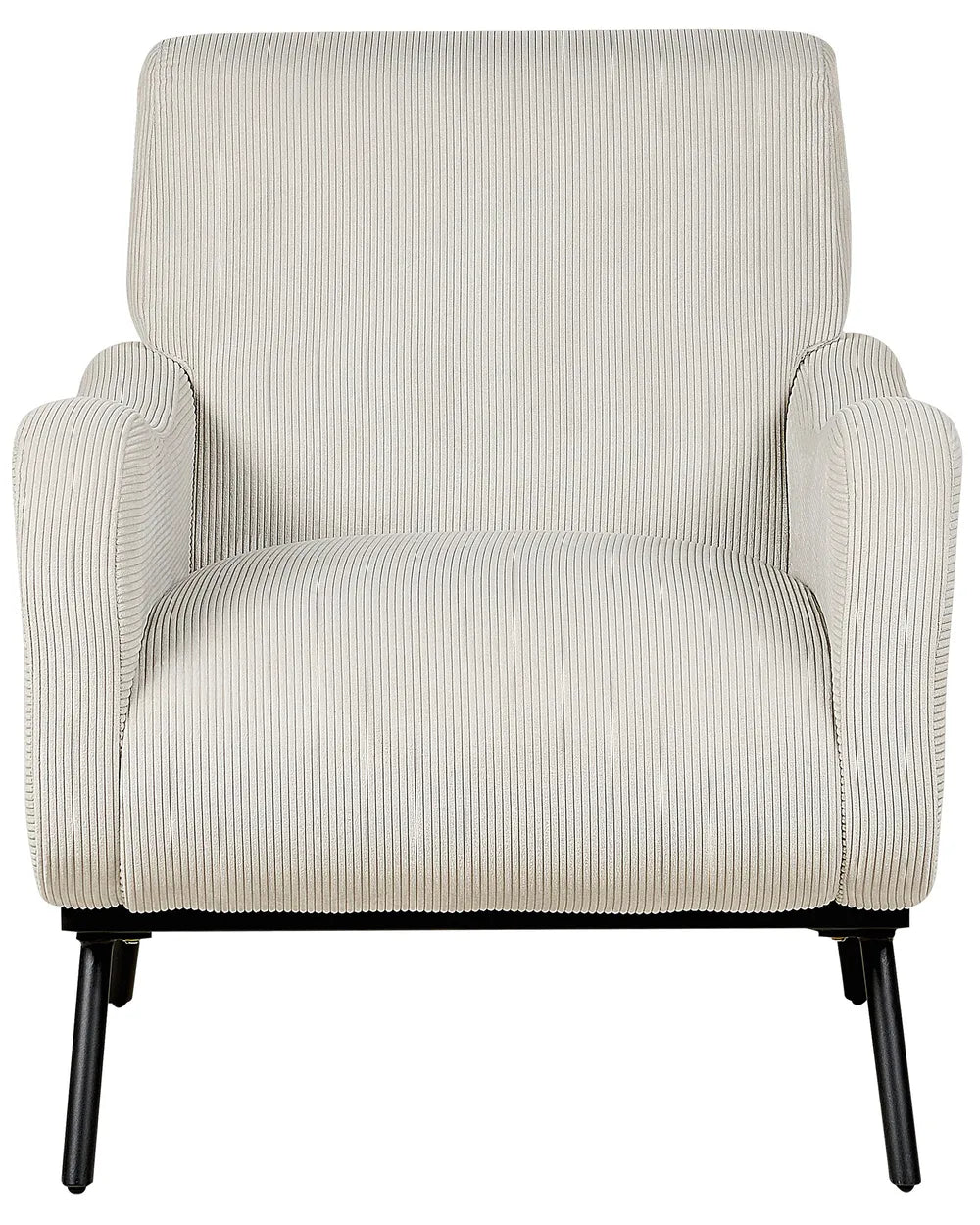 Armchair ALMIND Corduroy Light Grey – Retro Fabric Armchair with Deep Seat and Recessed Arms