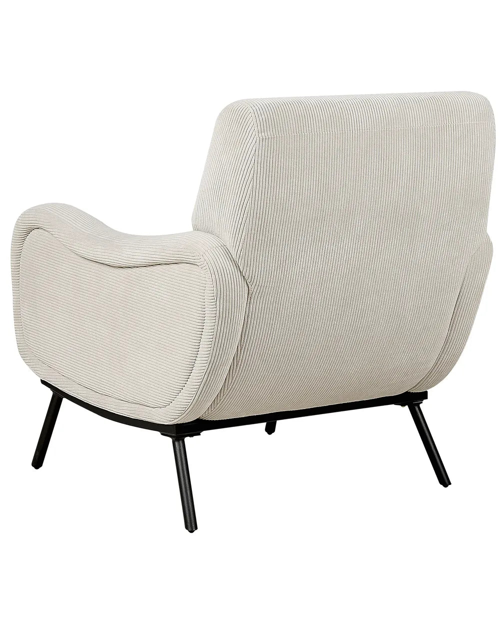Armchair ALMIND Corduroy Light Grey – Retro Fabric Armchair with Deep Seat and Recessed Arms