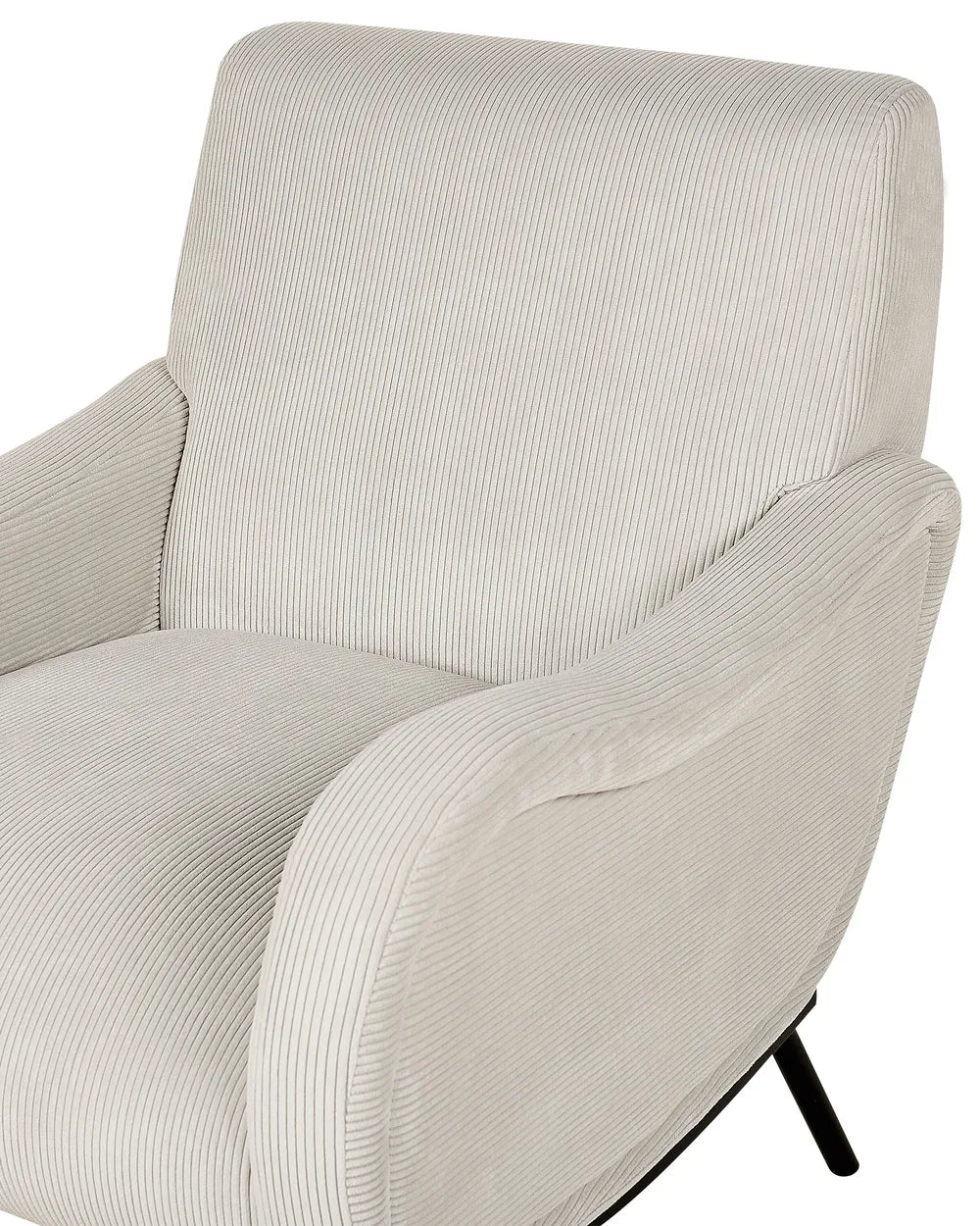 Armchair ALMIND Corduroy Light Grey – Retro Fabric Armchair with Deep Seat and Recessed Arms