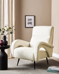 Armchair SVALOV Corduroy White – Retro Style Upholstered Armchair with Thick Padding