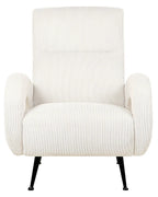 Armchair SVALOV Corduroy White – Retro Style Upholstered Armchair with Thick Padding