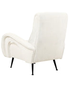 Armchair SVALOV Corduroy White – Retro Style Upholstered Armchair with Thick Padding