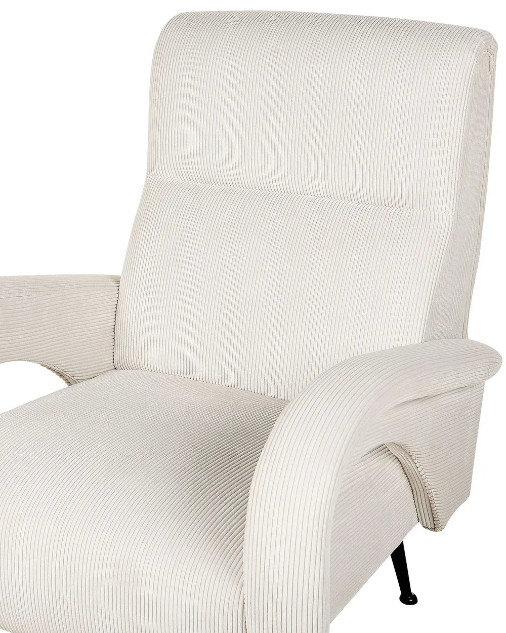 Armchair SVALOV Corduroy White – Retro Style Upholstered Armchair with Thick Padding