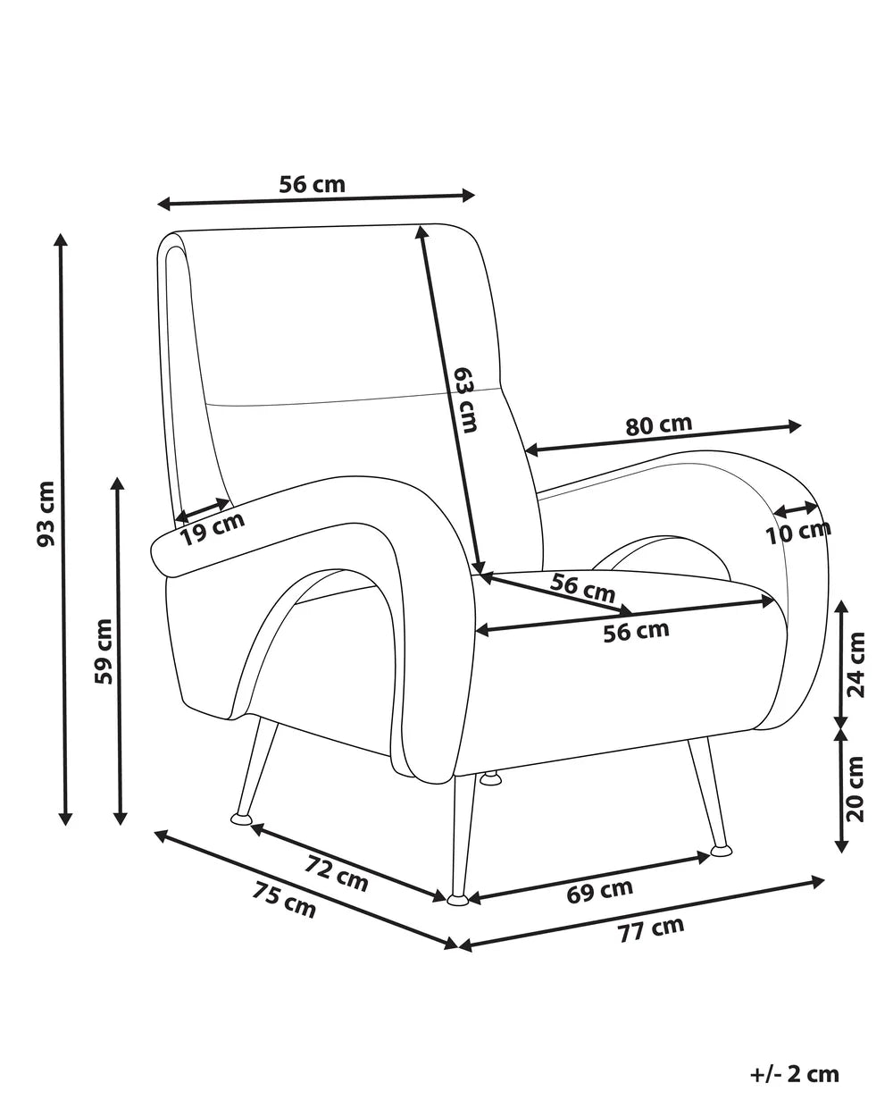 Armchair SVALOV Corduroy White – Retro Style Upholstered Armchair with Thick Padding