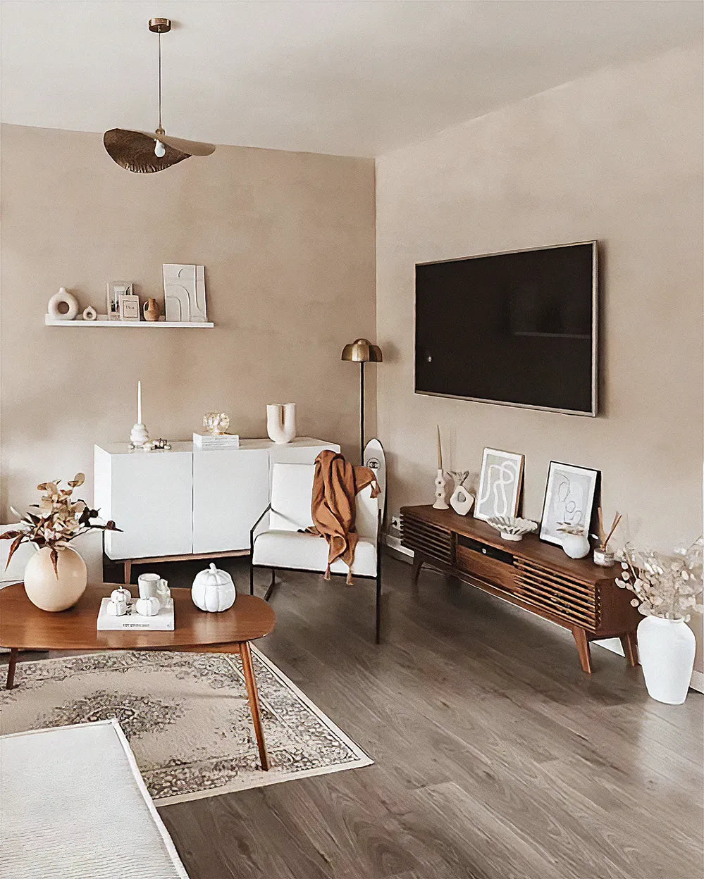 TV Stand DETROIT Dark Brown – Wooden TV Cabinet with Storage, Cable Management, for TVs up to 70"