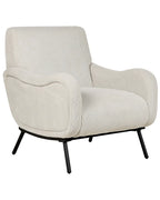 Armchair ALMIND Corduroy Light Grey – Retro Fabric Armchair with Deep Seat and Recessed Arms