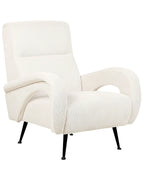 Armchair SVALOV Corduroy White – Retro Style Upholstered Armchair with Thick Padding