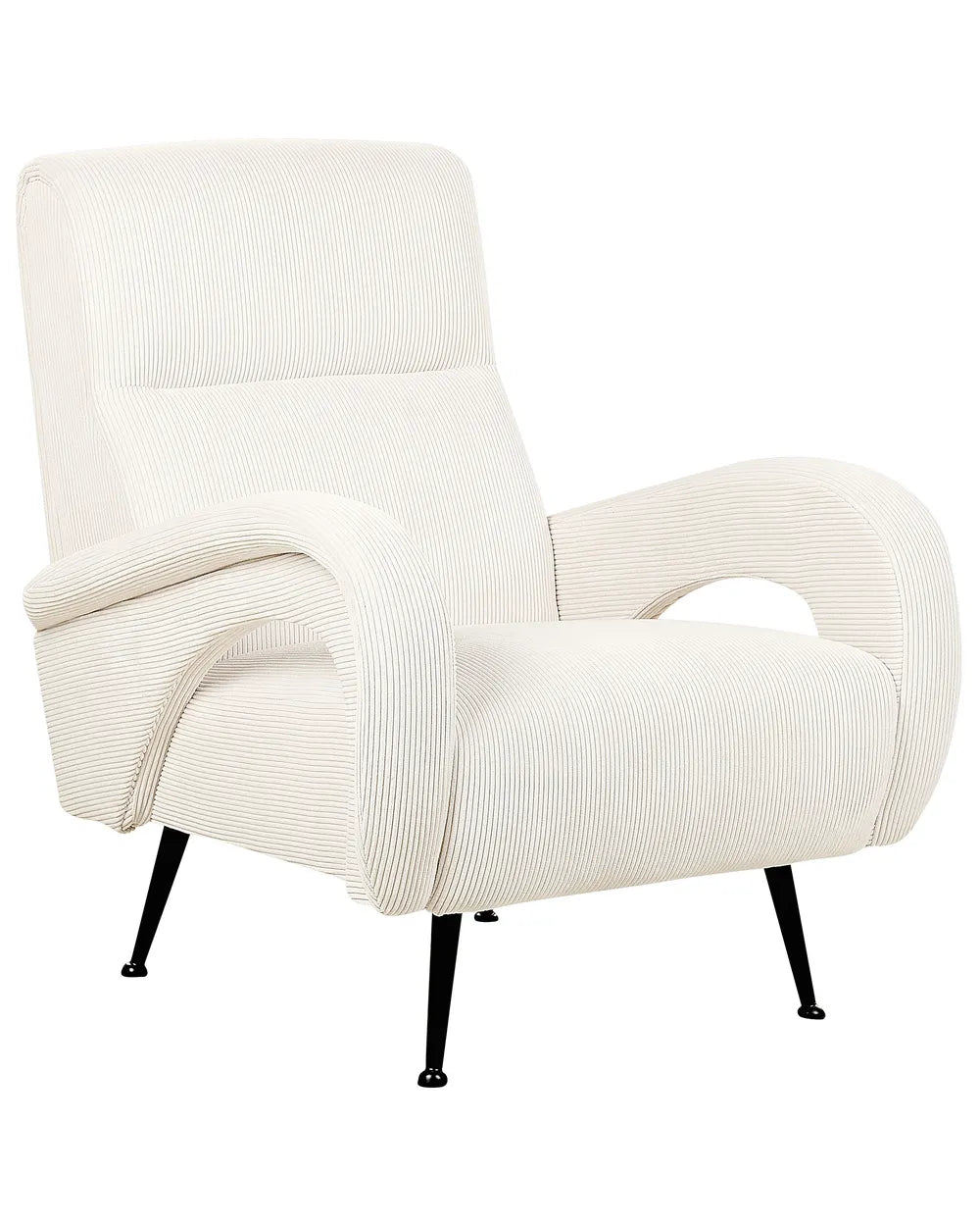 Armchair SVALOV Corduroy White – Retro Style Upholstered Armchair with Thick Padding
