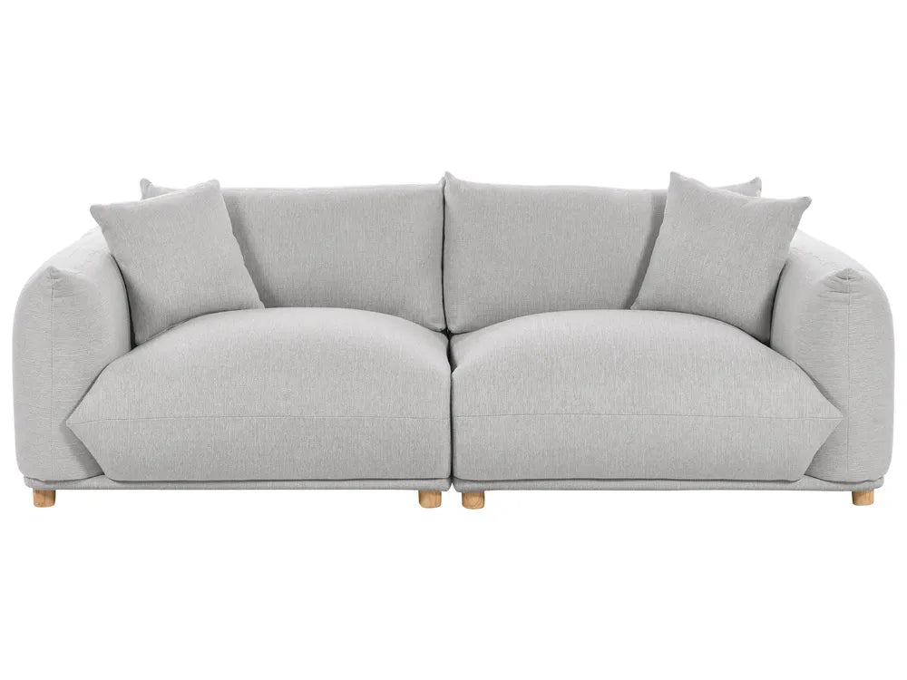 3 Seater Fabric Sofa LUVOS – Grey Upholstered Couch with Deep Seat, Removable Cushions