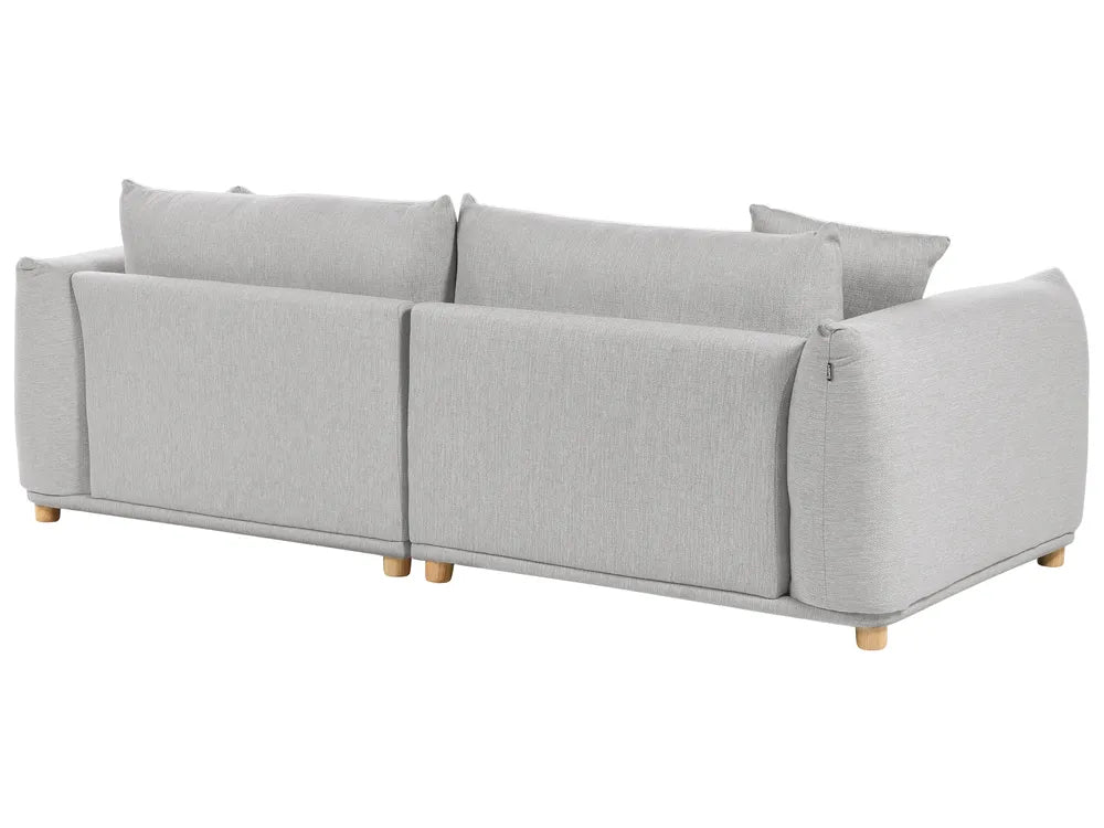 3 Seater Fabric Sofa LUVOS – Grey Upholstered Couch with Deep Seat, Removable Cushions
