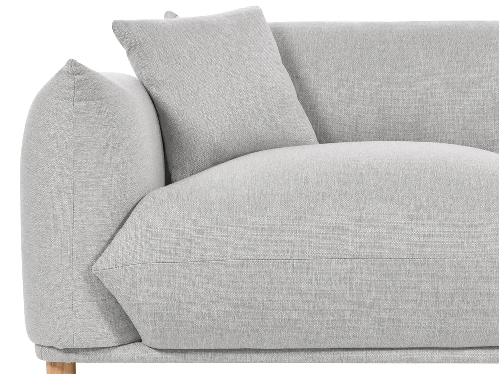 3 Seater Fabric Sofa LUVOS – Grey Upholstered Couch with Deep Seat, Removable Cushions