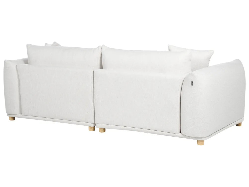 3 Seater Fabric Sofa LUVOS – Off-White Upholstered Couch with Deep Seat, Removable Cushions