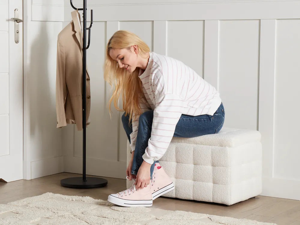 Storage Ottoman MICHIGAN Boucle White