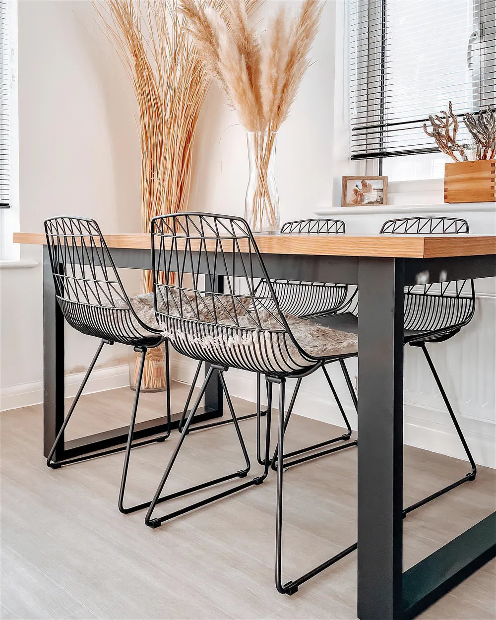 Set of 2 Dining Chairs HARLAN Metal Black with Faux Leather Seat