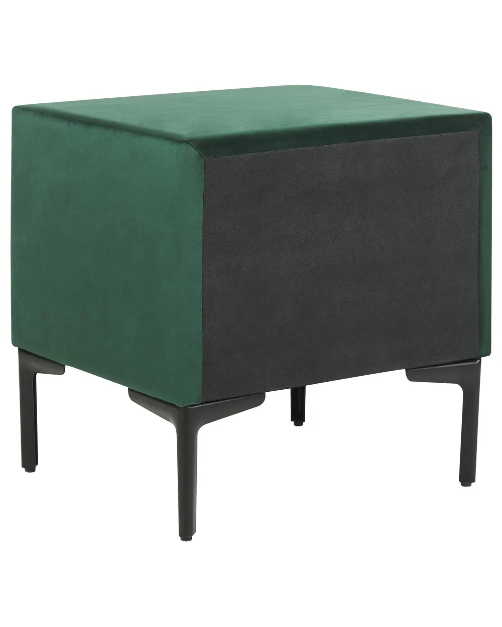 2 Drawer Upholstered Bedside Table SEZANNE in Green Velvet with Metal Legs