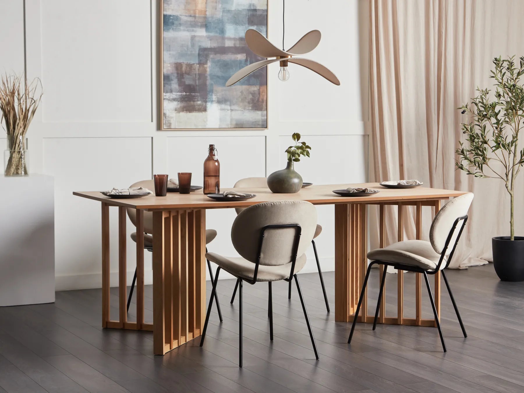 Dining Table LEANDRA Light Ash Wood 200 x 100 cm