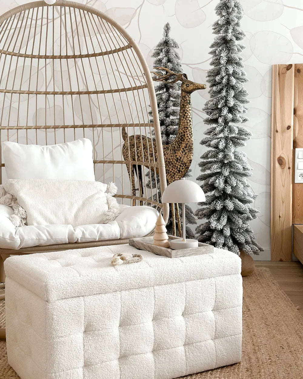 Storage Ottoman MICHIGAN Boucle White