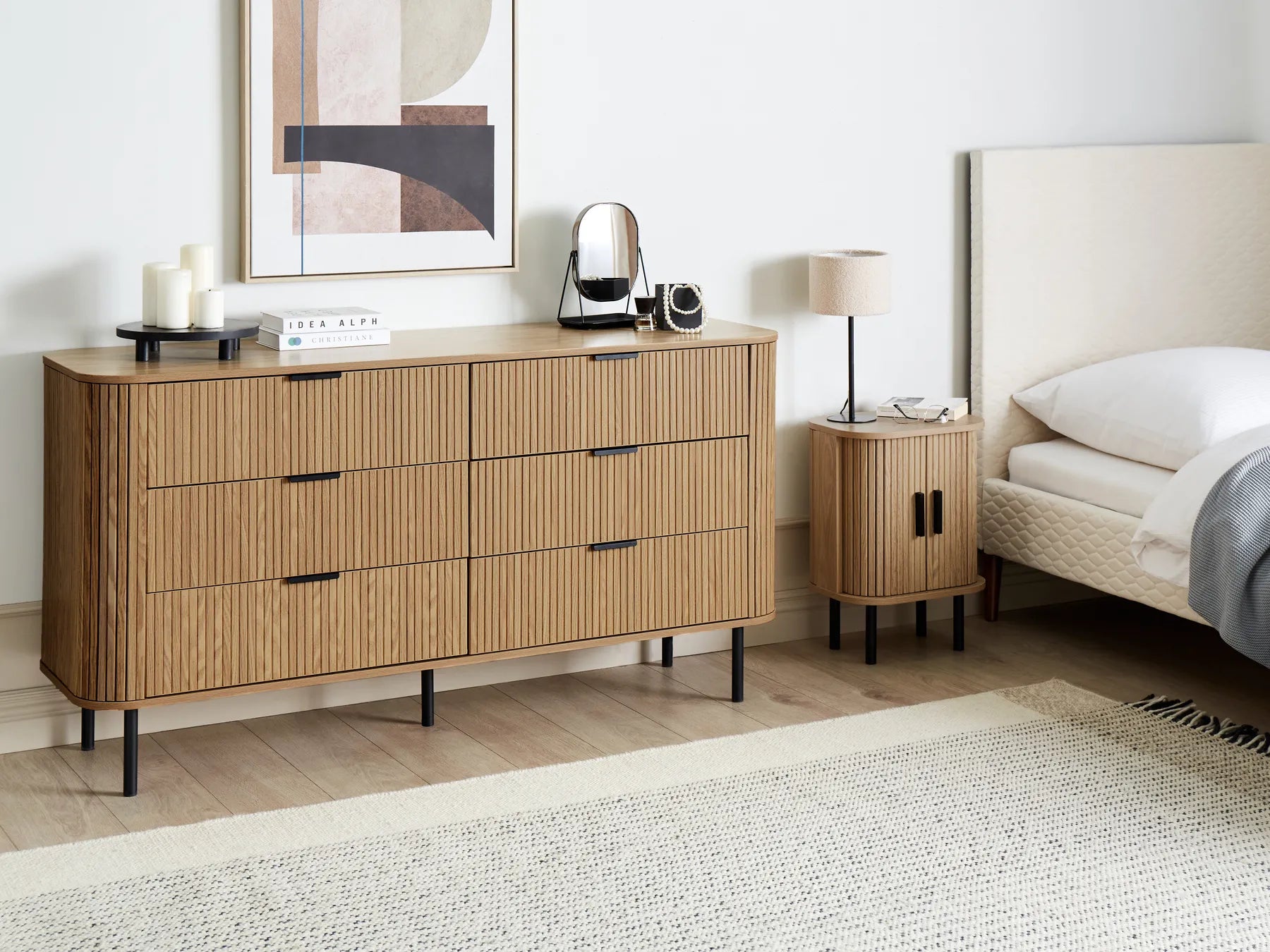 6 Drawer Chest BRADLEY Brown – Retro Wooden Storage Cabinet with Metal Legs