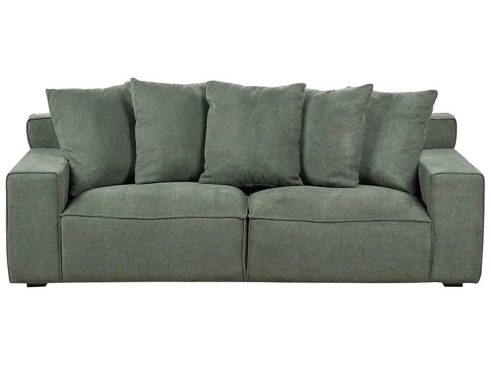 3-Seater Sofa VISKAN in Dark Green Chenille Fabric – Modern Upholstered Couch with Cushions