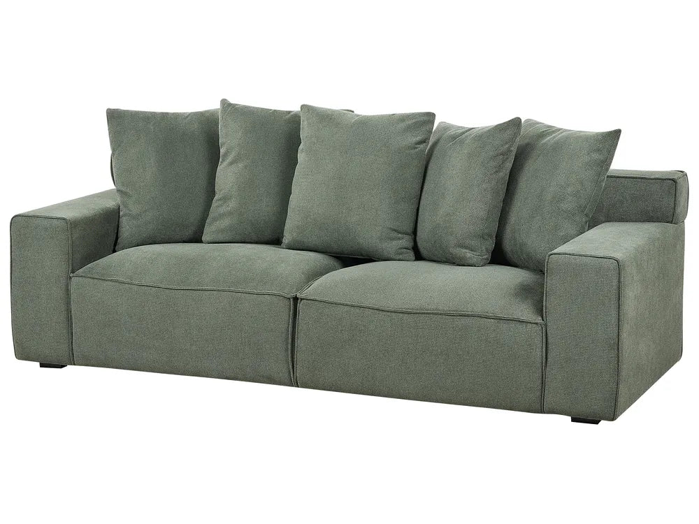 3-Seater Sofa VISKAN in Dark Green Chenille Fabric – Modern Upholstered Couch with Cushions