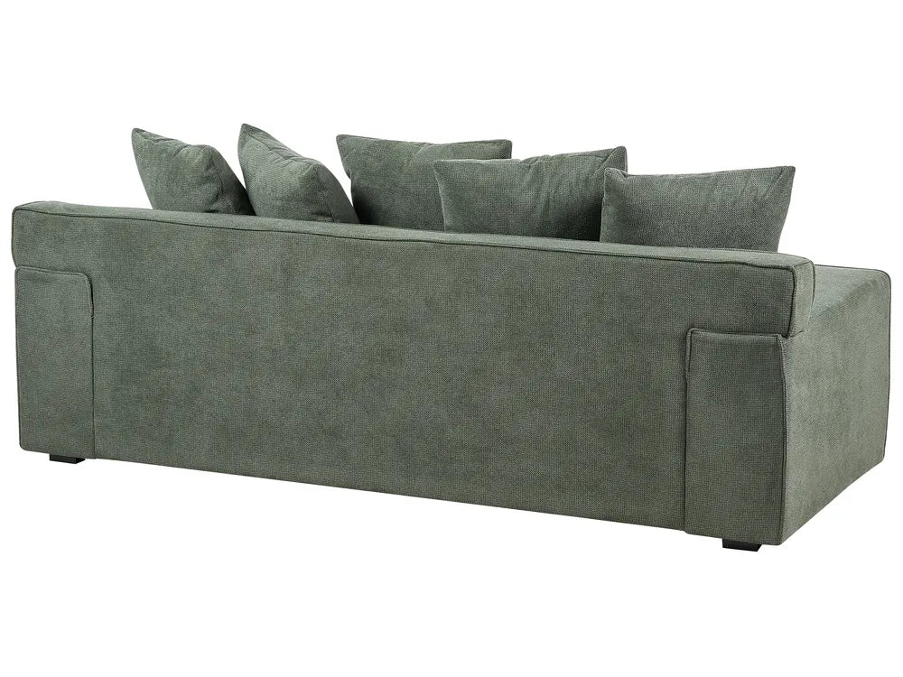 3-Seater Sofa VISKAN in Dark Green Chenille Fabric – Modern Upholstered Couch with Cushions