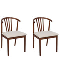 Set of 2 Dining Chairs Craig Wood Dark Brown / Beige