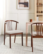 Set of 2 Dining Chairs Craig Wood Dark Brown / Beige