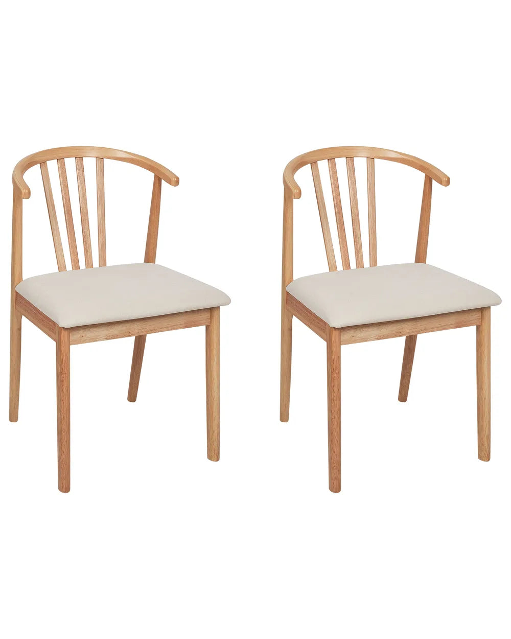 Set of 2 Dining Chairs Craig Wood Light Brown / Beige